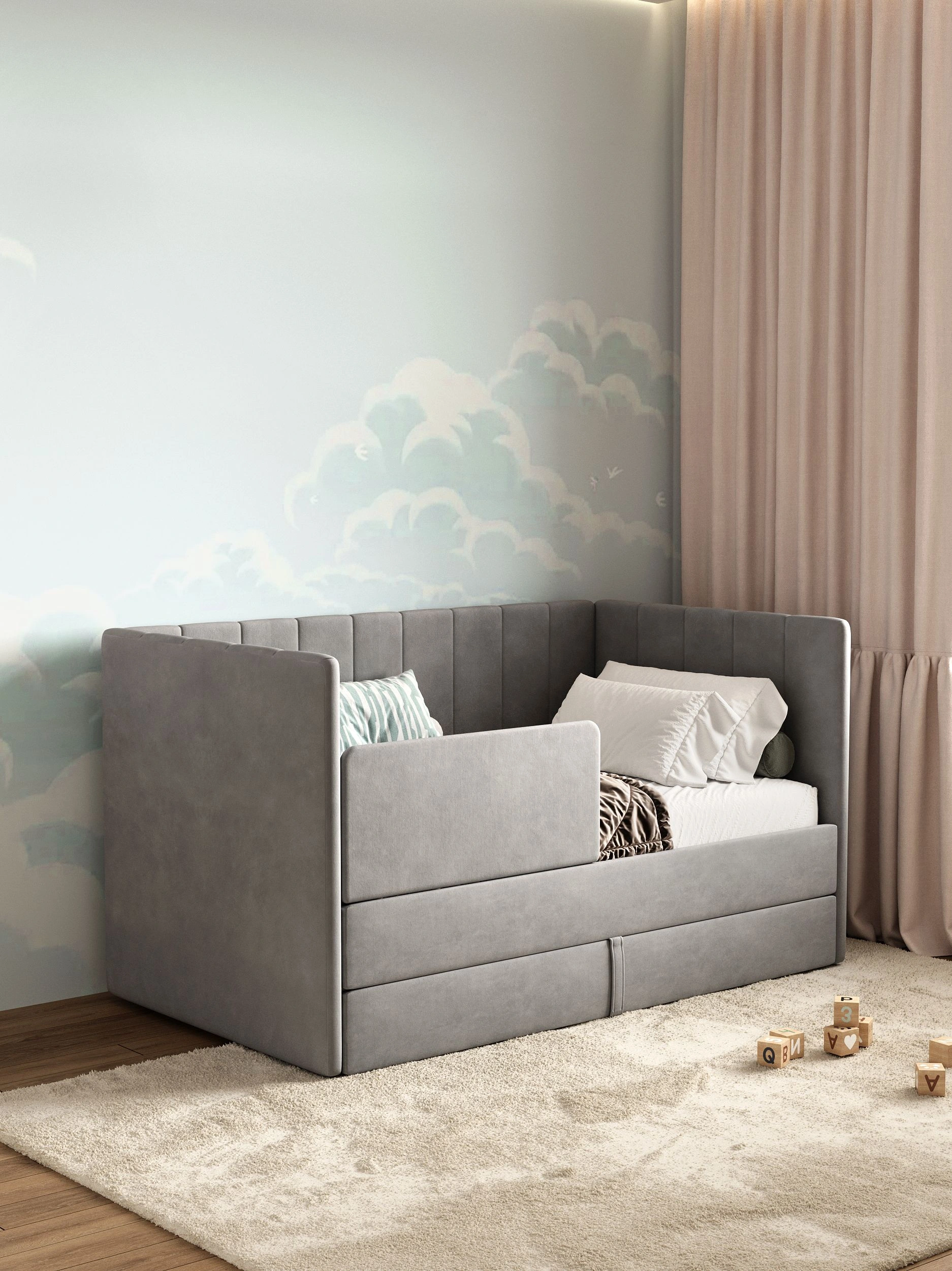Серая Huggy 90×180 без матраса — исходный ракурс из галереи