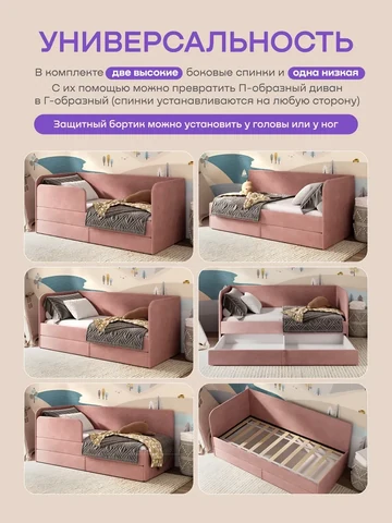Детская кровать Lucky 90×200, розовая, без матраса — фото 7
