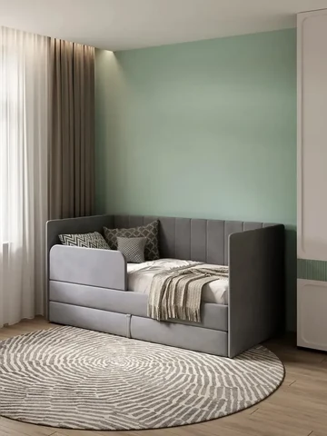 Детская кровать Huggy 90×200, серая, без матраса — фото 9