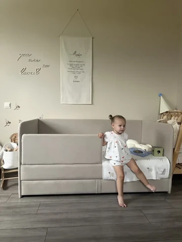 Детская кровать Lucky 90×200, бежевая, с матрасом — фото 6