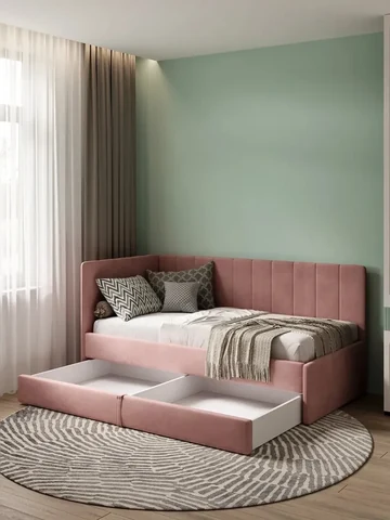 Детская кровать Huggy 80×160, розовая, с матрасом — фото 13